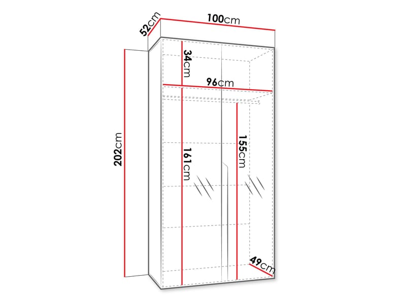 Milias Garderobeskap med speil 100x202 cm - svart / gull - Oppbevaring - Klesoppbevaring - Garderober & garderobesystem