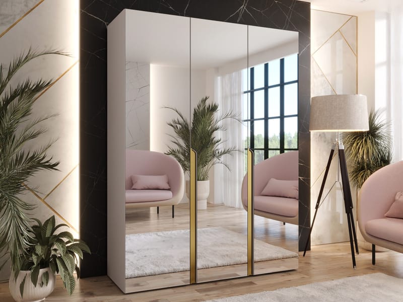 Milias Garderobeskap med speil 150x202 cm - beige - Oppbevaring - Klesoppbevaring - Garderober & garderobesystem