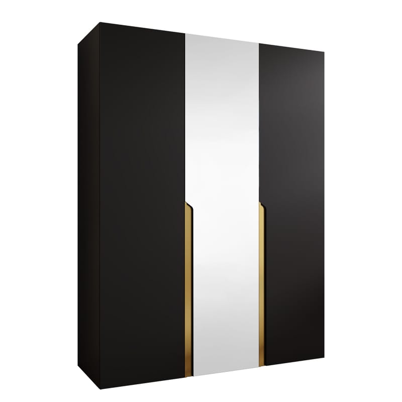 Milias Garderobeskap med speil 150x202 cm, Gull, svart