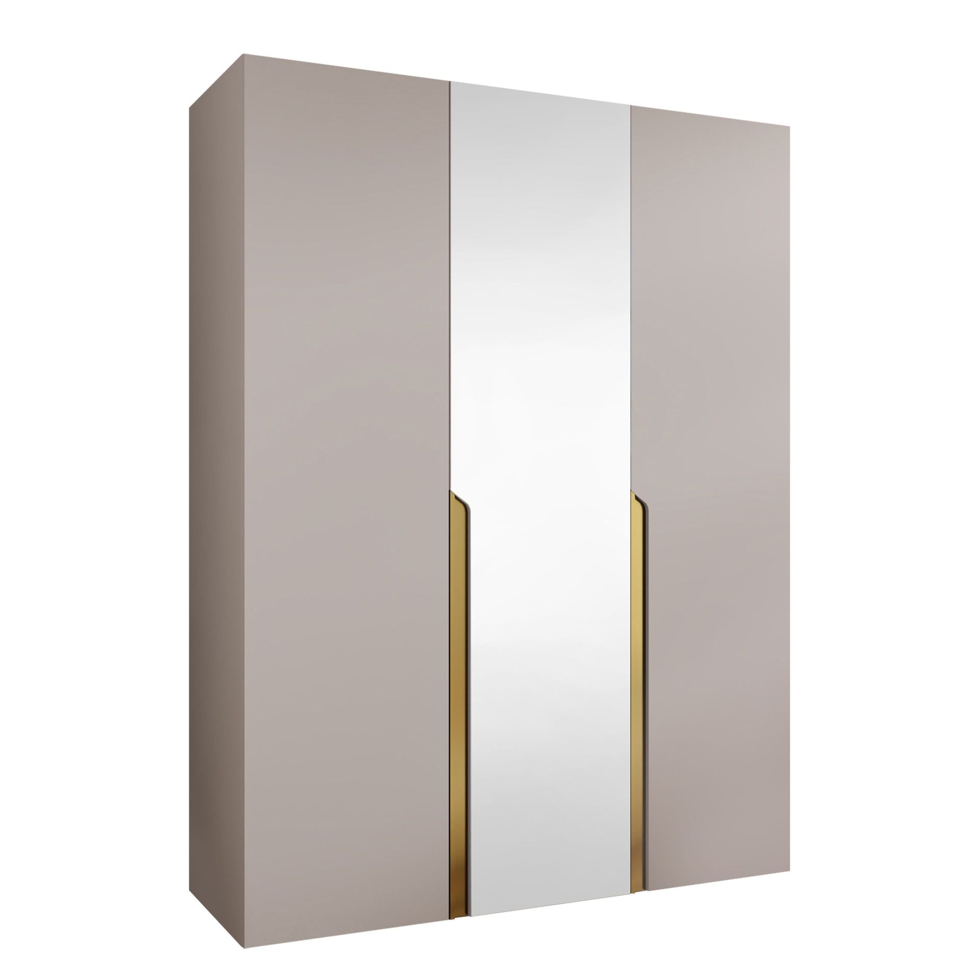Milias Garderobeskap med speil 150x202 cm - Gull/beige