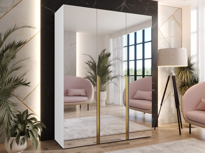 Milias Garderobeskap med speil 150x202 cm - hvit - Oppbevaring - Klesoppbevaring - Garderober & garderobesystem