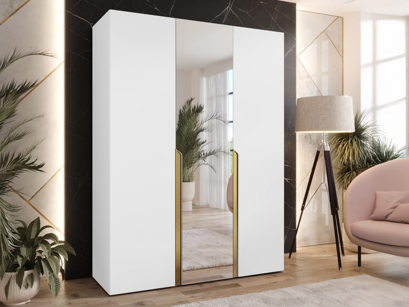 Milias Garderobeskap med speil 150x202 cm - hvit - Oppbevaring - Klesoppbevaring - Garderober & garderobesystem