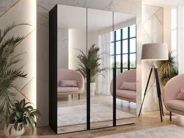 Milias Garderobeskap med speil 150x202 cm - svart - Oppbevaring - Klesoppbevaring - Garderober & garderobesystem
