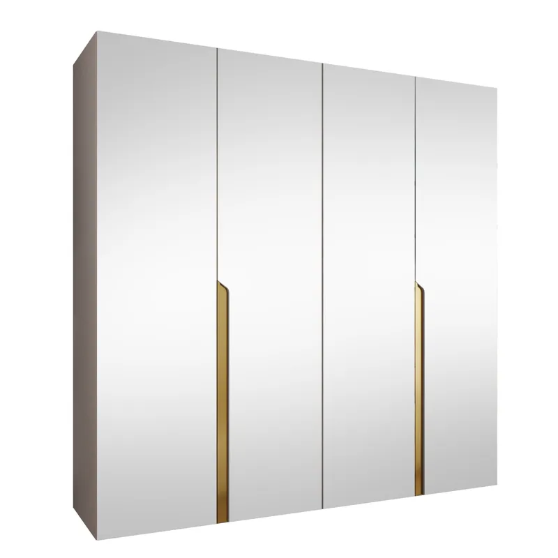 Milias Garderobeskap med speil 200x202 cm - beige - Oppbevaring - Klesoppbevaring - Garderober & garderobesystem - Garderobeskap & klesskap