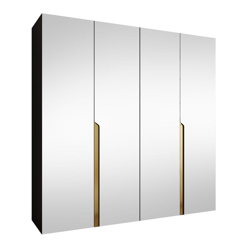 Milias Garderobeskap med speil 200x202 cm - svart - Oppbevaring - Klesoppbevaring - Garderober & garderobesystem - Garderobeskap & klesskap