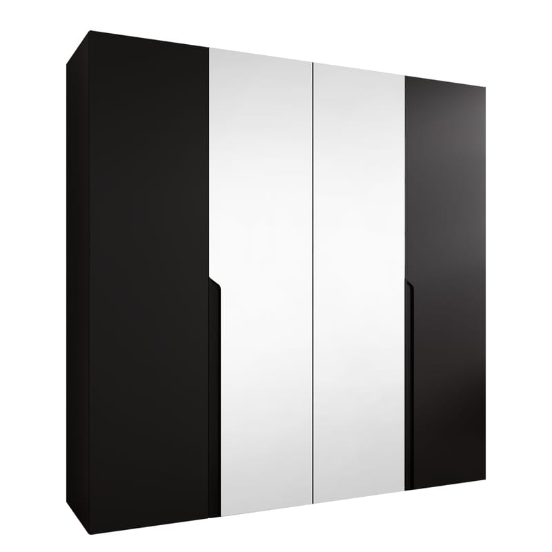 Milias Garderobeskap med speil 200x202 cm - svart - Oppbevaring - Klesoppbevaring - Garderober & garderobesystem