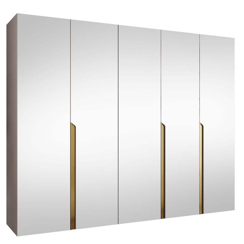 Milias Garderobeskap med speil 250x202 cm - beige - Oppbevaring - Klesoppbevaring - Garderober & garderobesystem - Garderobeskap & klesskap