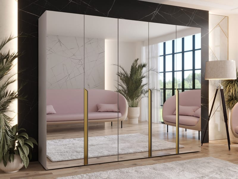 Milias Garderobeskap med speil 250x202 cm - beige - Oppbevaring - Klesoppbevaring - Garderober & garderobesystem - Garderobeskap & klesskap