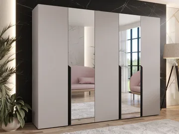 Milias Garderobeskap med speil 250x202 cm - beige - Oppbevaring - Klesoppbevaring - Garderober & garderobesystem