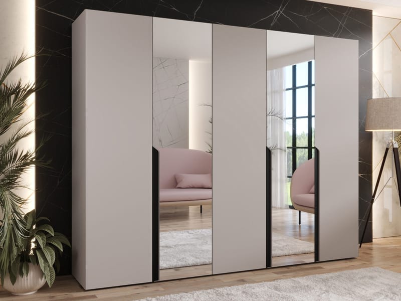 Milias Garderobeskap med speil 250x202 cm - beige - Oppbevaring - Klesoppbevaring - Garderober & garderobesystem
