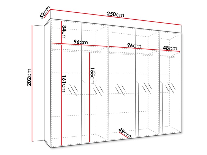 Milias Garderobeskap med speil 250x202 cm - beige - Oppbevaring - Klesoppbevaring - Garderober & garderobesystem - Garderobeskap & klesskap