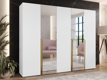 Milias Garderobeskap med speil 250x202 cm - hvit - Oppbevaring - Klesoppbevaring - Garderober & garderobesystem