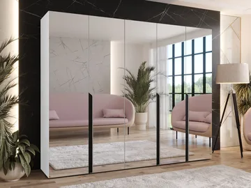 Milias Garderobeskap med speil 250x202 cm - hvit - Oppbevaring - Klesoppbevaring - Garderober & garderobesystem - Garderobeskap & klesskap
