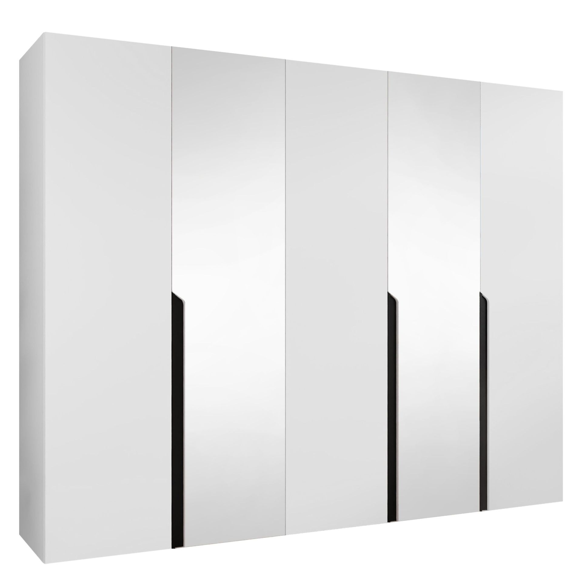 Milias Garderobeskap med speil 250x202 cm - svart, hvit