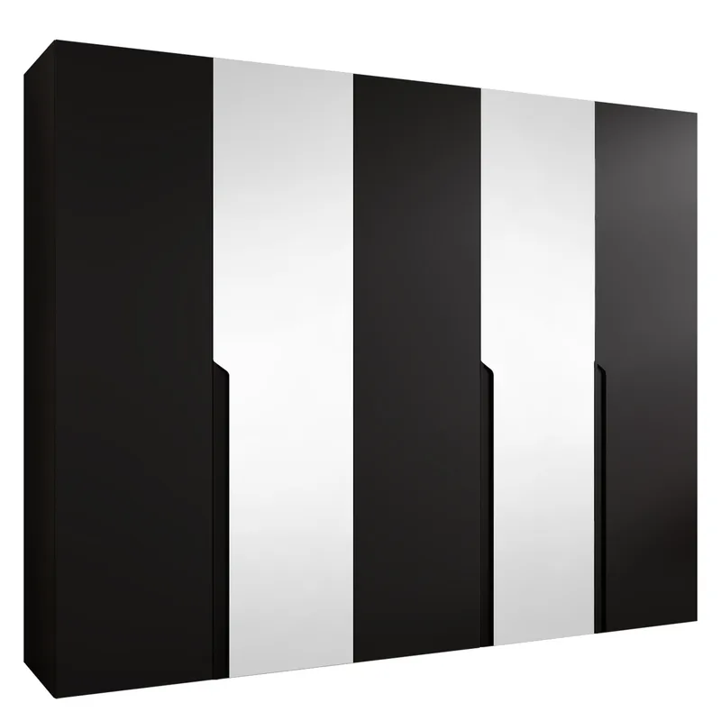 Milias Garderobeskap med speil 250x202 cm, Svart, svart