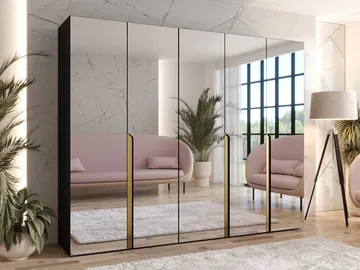 Milias Garderobeskap med speil 250x202 cm - svart - Oppbevaring - Klesoppbevaring - Garderober & garderobesystem - Garderobeskap & klesskap