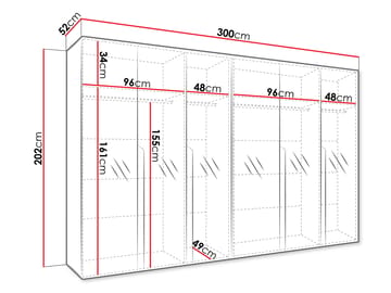 Milias Garderobeskap med speil 300x202 cm - beige - Oppbevaring - Klesoppbevaring - Garderober & garderobesystem - Garderobeskap & klesskap