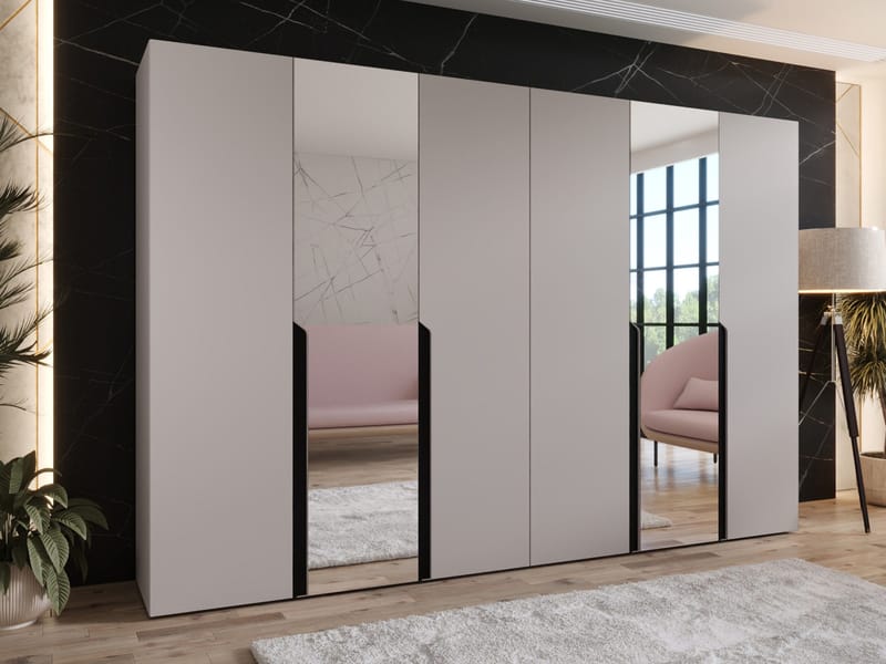 Milias Garderobeskap med speil 300x202 cm - beige - Oppbevaring - Klesoppbevaring - Garderober & garderobesystem