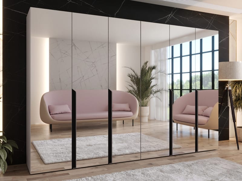 Milias Garderobeskap med speil 300x202 cm - beige - Oppbevaring - Klesoppbevaring - Garderober & garderobesystem - Garderobeskap & klesskap