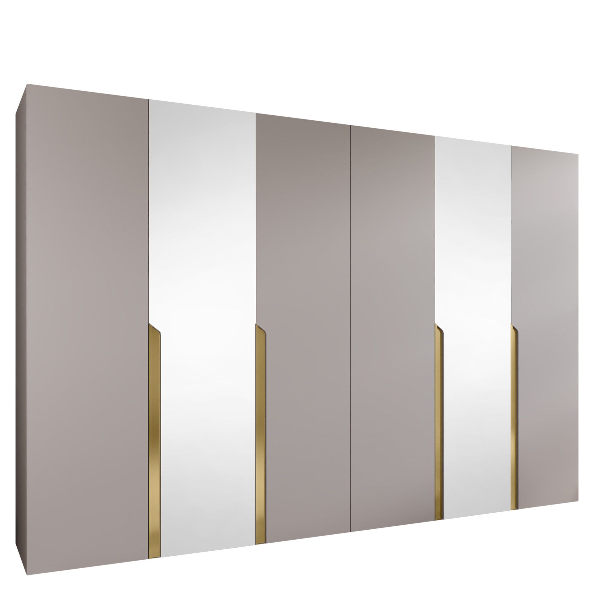 Milias Garderobeskap med speil 300x202 cm - beige/gull