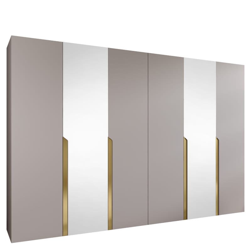 Milias Garderobeskap med speil 300x202 cm - beige/gull - Oppbevaring - Klesoppbevaring - Garderober & garderobesystem