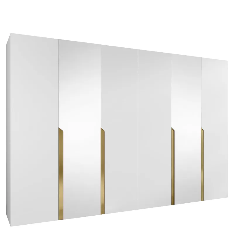 Milias Garderobeskap med speil 300x202 cm - hvit - Oppbevaring - Klesoppbevaring - Garderober & garderobesystem