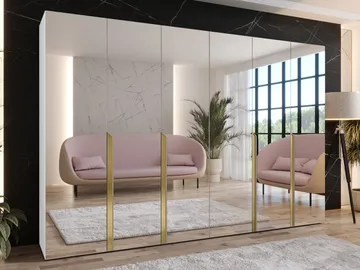 Milias Garderobeskap med speil 300x202 cm - hvit - Oppbevaring - Klesoppbevaring - Garderober & garderobesystem - Garderobeskap & klesskap