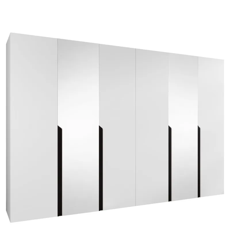Milias Garderobeskap med speil 300x202 cm - hvit/svart - Oppbevaring - Klesoppbevaring - Garderober & garderobesystem