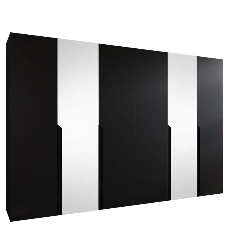 Milias Garderobeskap med speil 300x202 cm - svart - Oppbevaring - Klesoppbevaring - Garderober & garderobesystem