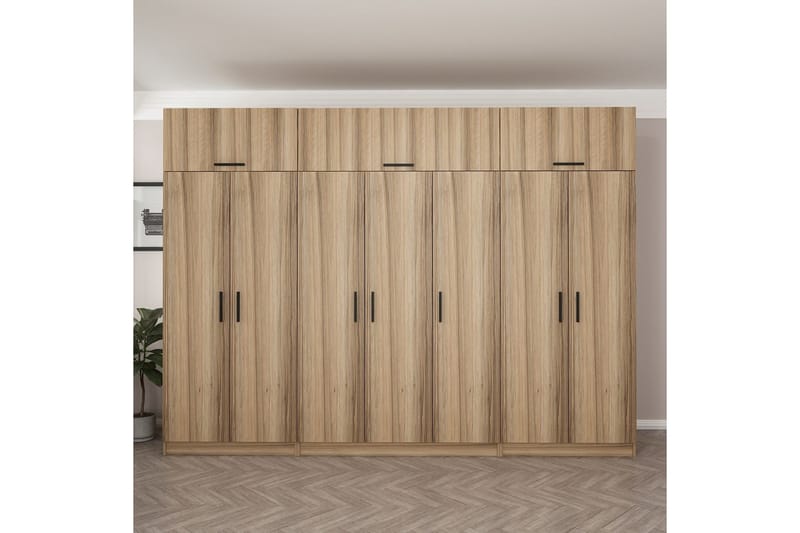 Minar Garderobe 315x235 cm - Valnøtt - Oppbevaring - Klesoppbevaring - Garderober & garderobesystem