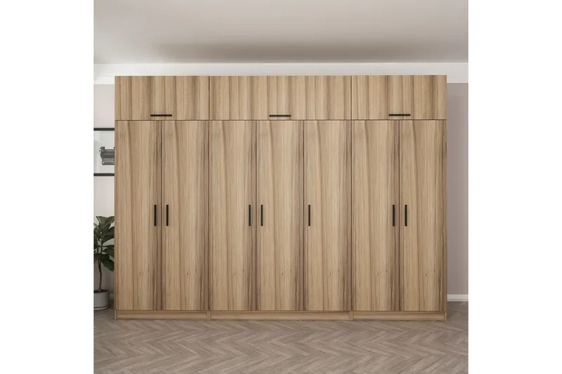 Minar Garderobe 315x235 cm - Valnøtt - Oppbevaring - Klesoppbevaring - Garderober & garderobesystem