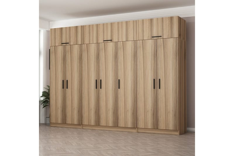 Minar Garderobe 315x235 cm - Valnøtt - Oppbevaring - Klesoppbevaring - Garderober & garderobesystem