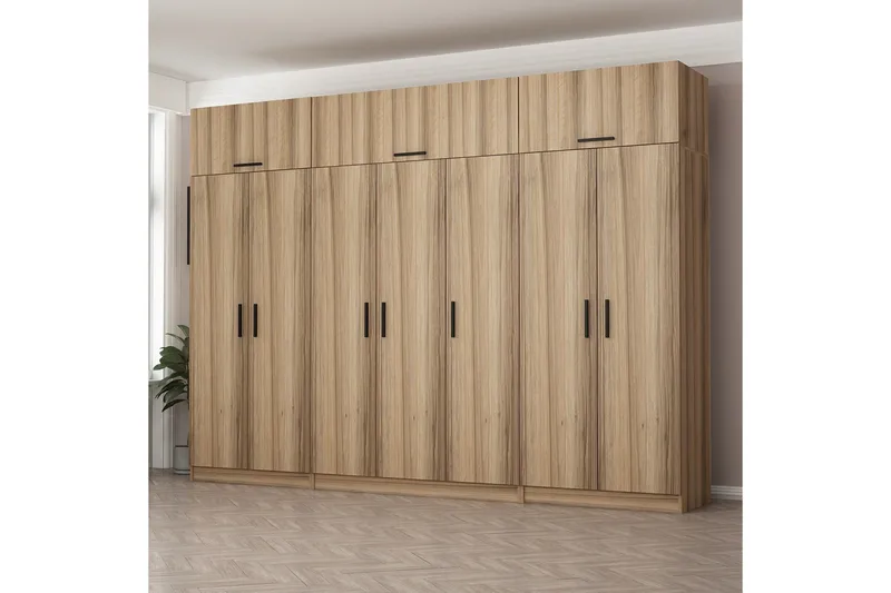 Minar Garderobe 315x235 cm - Valnøtt - Oppbevaring - Klesoppbevaring - Garderober & garderobesystem