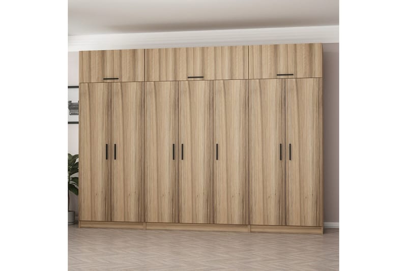 Minar Garderobe 315x235 cm - Valnøtt - Oppbevaring - Klesoppbevaring - Garderober & garderobesystem