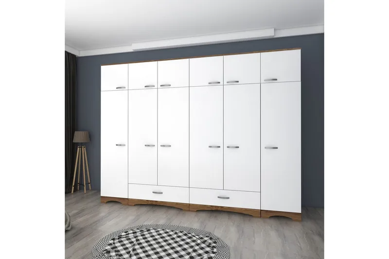 Miralis Garderobesskåp 243x226 cm - Valnøtt/Hvit - Oppbevaring - Klesoppbevaring - Garderober & garderobesystem - Garderobeskap & klesskap