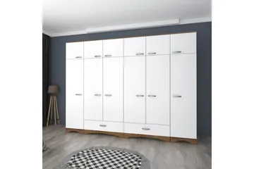 Miralis Garderobesskåp 243x226 cm - Valnøtt/Hvit - Oppbevaring - Klesoppbevaring - Garderober & garderobesystem - Garderobeskap & klesskap