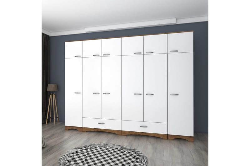 Miralis Garderobesskåp 243x226 cm - Valnøtt/Hvit - Oppbevaring - Klesoppbevaring - Garderober & garderobesystem - Garderobeskap & klesskap