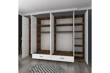 Miralis Garderobesskåp 243x226 cm - Valnøtt/Hvit - Oppbevaring - Klesoppbevaring - Garderober & garderobesystem - Garderobeskap & klesskap