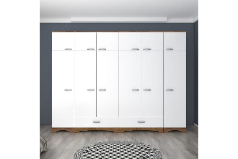 Miralis Garderobesskåp 243x226 cm, Valnøtt/Hvit