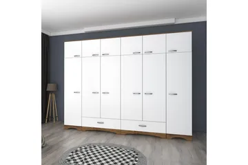 Miralis Garderobesskåp 243x226 cm - Valnøtt/Hvit - Oppbevaring - Klesoppbevaring - Garderober & garderobesystem - Garderobeskap & klesskap