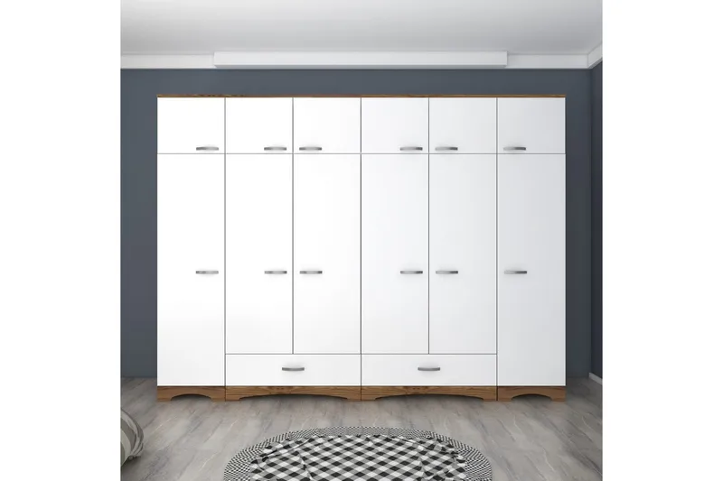Miralis Garderobesskåp 243x226 cm, Valnøtt/Hvit