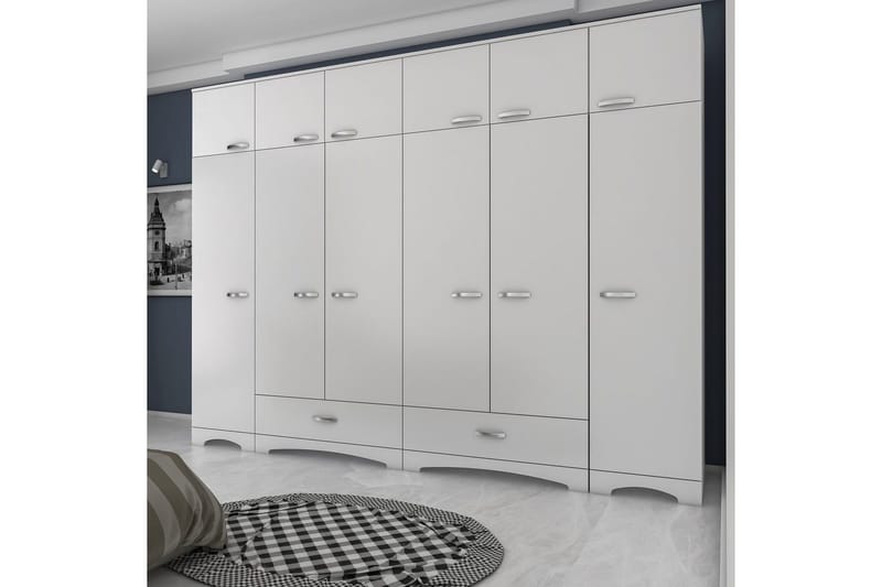 Miralis Garderobesskåp 245x226 cm - Hvit - Oppbevaring - Klesoppbevaring - Garderober & garderobesystem - Garderobeskap & klesskap