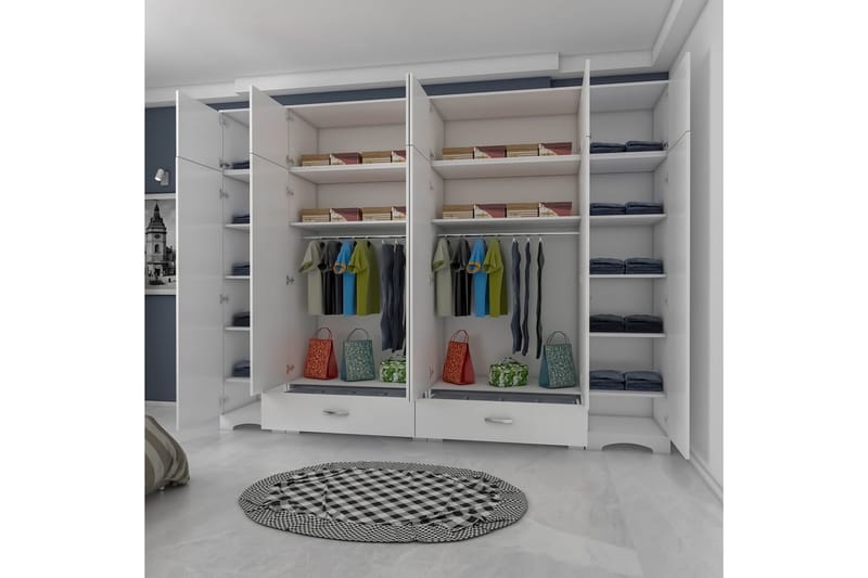 Miralis Garderobesskåp 245x226 cm - Hvit - Oppbevaring - Klesoppbevaring - Garderober & garderobesystem - Garderobeskap & klesskap