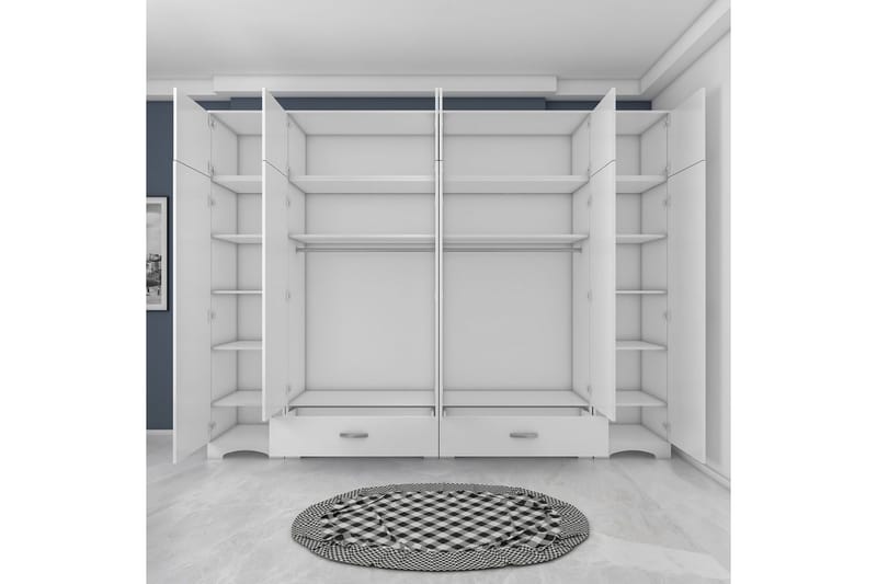 Miralis Garderobesskåp 245x226 cm - Hvit - Oppbevaring - Klesoppbevaring - Garderober & garderobesystem - Garderobeskap & klesskap