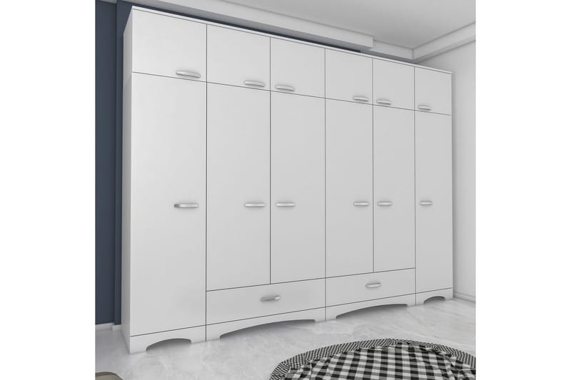 Miralis Garderobesskåp 245x226 cm - Hvit - Oppbevaring - Klesoppbevaring - Garderober & garderobesystem - Garderobeskap & klesskap