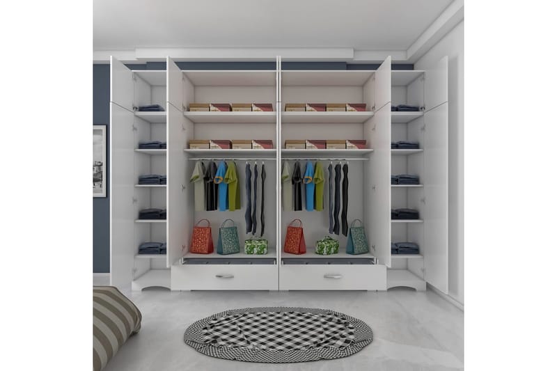 Miralis Garderobesskåp 245x226 cm - Hvit - Oppbevaring - Klesoppbevaring - Garderober & garderobesystem - Garderobeskap & klesskap