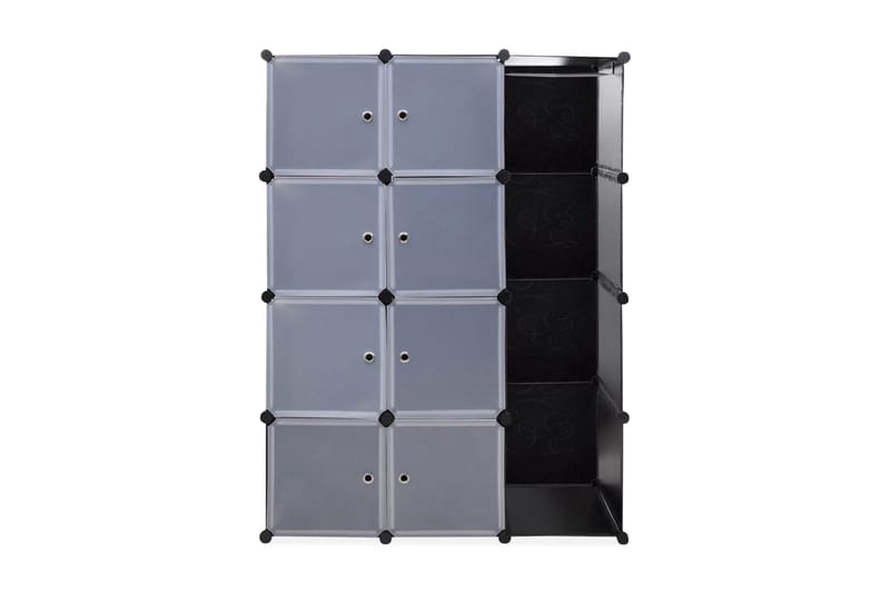 Modulskap med 9 rom 37x115x150 cm svart og hvit - Oppbevaring - Klesoppbevaring - Garderober & garderobesystem