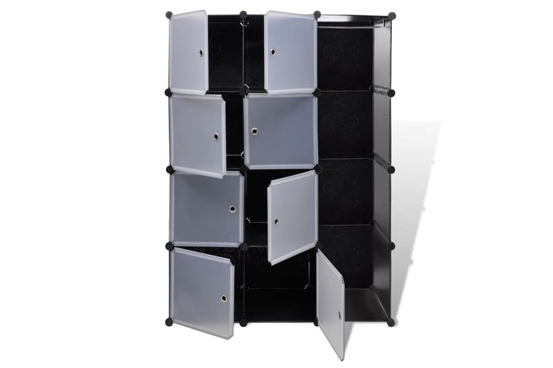 Modulskap med 9 rom 37x115x150 cm svart og hvit - Oppbevaring - Klesoppbevaring - Garderober & garderobesystem
