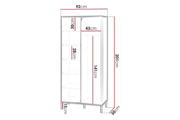 Monfort Garderobeskap 92x201 cm - Beige - Oppbevaring - Klesoppbevaring - Garderober & garderobesystem