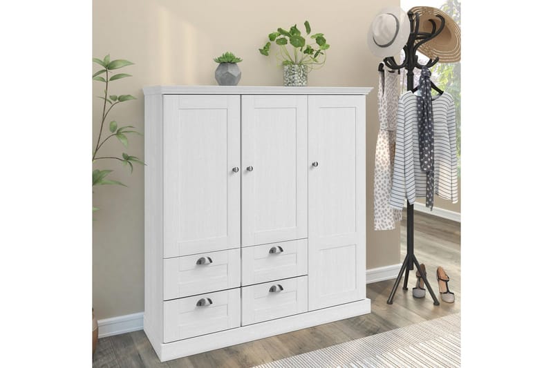 Motala Garderobe 122x130 cm - Hvit - Oppbevaring - Klesoppbevaring - Garderober & garderobesystem
